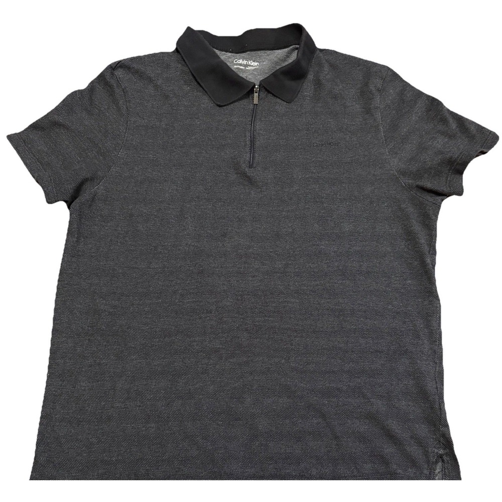 Calvin Klein Mens Polo Shirt‎ XXL Gray 1/4 Zip Short Sleeve Casual